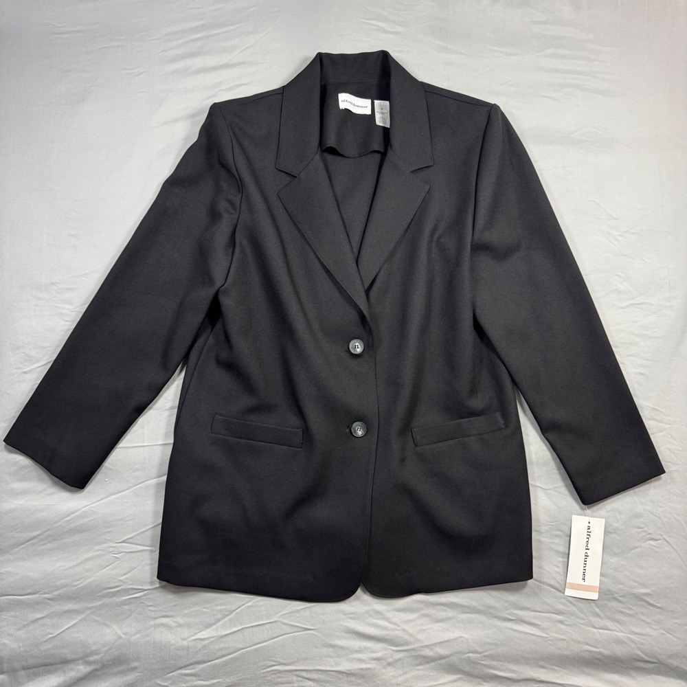Alfred Dunner Classics Black Blazer Jacket Sz 12 Career Dark Academia Office